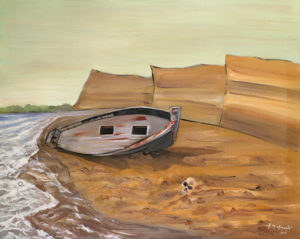 Ashore a figurative painting using oil on canvas